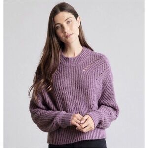 Elizabeth And Jams Giada Soft Crop Pullover Sweater Gold Metallic Sz S Romantic